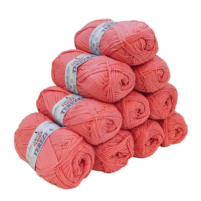 Produktbild von 10 x 50g Strickgarn Terezka 100% Baumwolle Baumwollgarn Häkelgarn, Farbe:lachs