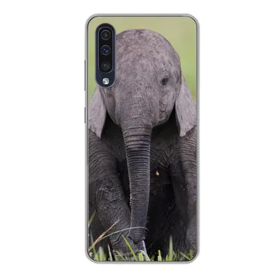 Produktbild von MuchoWow® Handyhülle Schutzhülle Hülle für Samsung Galaxy A50 Elefant - Baby - Tiere - Gras - Natur Silikon Softcase Handy Hülle - Mobiltelefonhülle