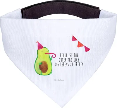 Produktbild von Mr. & Mrs. Panda Halstuch Avocado Party - Weiß - Geschenk, Avocados, Happy Birthday, Glücklich, Hunde, Geburtstag, Hund, Hundehalstuch, Für, Schal