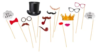 Produktbild von 15-teiliges Vintage Photobooth-Set für Hochzeiten - Einheitsgröße