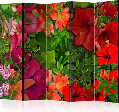 Immagine prodotto di Paravento monofacciale Fiori 225x172 cm 5 pezzi marrone