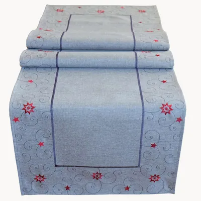 Produktbild von Tischwäsche mit Stickerei im Weihnachtsmotiv 40 x 140 cm - hellgrau