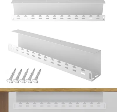 Zdjęcie produktu dla Organizer Do Kabli Pod Biurko 59 Cm Uchwyt Maskownica Metal Biały Stalflex