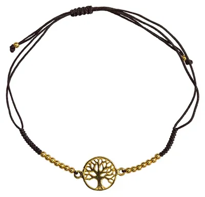 Produktbild von Armband "Baum des Lebens" 1,3cm Silber vergoldet mit verstellbarem Baumwollband