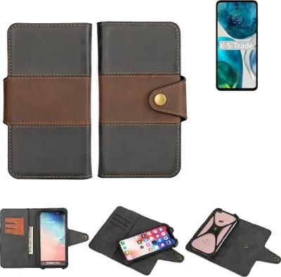 Produktbild von K-S-Trade Handyhülle Schutzhülle Hülle Bookstyle Wallet-Case kompatibel mit Motorola Moto G52 Bumper Rundumschutz schwarz-braun 1x