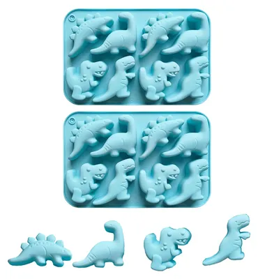 Dinosaurier-Silikonform, 2 Stück, 8 Mulden, BPA-frei, blau
