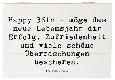 Produktbild von Mr. & Mrs. Panda Kiste Spruch 36. Geburtstag Segen 22 x 15 cm - Weiß - Geschenk, Happy Birthday, Familie, Geburtstagsparty, Geschenkbox, Erfolg, Alter, Geburtstagswünsche