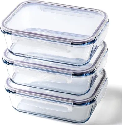 Produktbild von Große Glasbehälter 1520ml, BPA-frei, luftdicht, 3-teilig, ofenfest