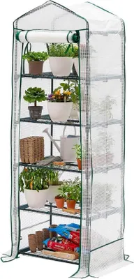 Produktbild von Mini-Gewächshaus – Anzuchtbox – Pflanzenanzucht – Verstellbare Einlegeböden – 69 x 49 x 125 cm – Transparent
