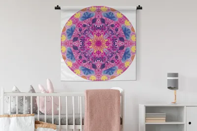 Produktbild von MuchoWow® Wandteppich Wandbehang Mandala bunt 90x90 cm Tapisserie Dekoration Wandtuch - Wandaufhänger
