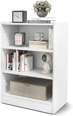 Immagine prodotto di Libreria KOMFOTTEU con 3 ripiani aperti, libreria con ripiani regolabili, organizer con sistema antiribaltamento, mobile contenitore per camera da letto e soggiorno, 50 x 30 x 75 cm (bianco)