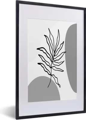 Produktbild von MuchoWow® Gerahmtes Poster Pflanze - Farn - Schwarz - Weiß 40x60 cm - Poster mit Schwarzem Bilderrahmen Wandposter Rahmen Foto Bilder - Poster in Rahmen