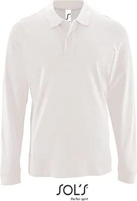 Immagine prodotto di SOLs 02087 | Polo uomo maniche lunghe in piqué Perfect - Colore: Bianco - Taglia: 3XL