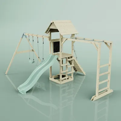 Produktbild von OutdoorToys Spielturm Örebro aus Holz in Grün Babyschaukel