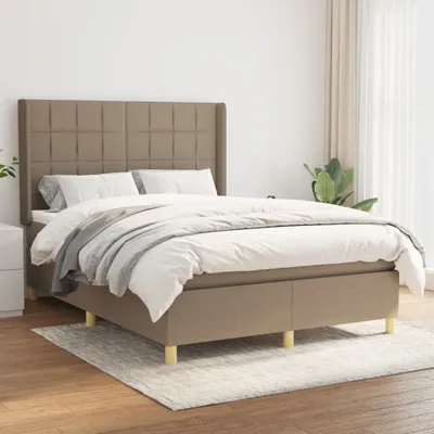 Produktbild von Boxspringbett mit Matratze Taupe 140x190 cm Stoff