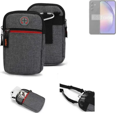 Produktbild von K-S-Trade Holster Gürteltasche kompatibel mit Samsung Galaxy A54 5G Handy Tasche Schutz Hülle grau Zusatzfächer 1x
