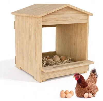 Imagen del producto de Casa para gallinas ponedoras, resistente al agua, de madera. Dimensiones: 38,5 x 30,5 x 29 cm