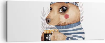Produktbild von Bild auf Leinwand - Leinwandbild - Einteilig - Anthropomorphisierung Bär Kinder - 140x50cm - Wand Bild - Wanddeko - Wandbilder - Leinwanddruck - Bilder - Wanddekoration - Leinwand bilder AB140x50-4367