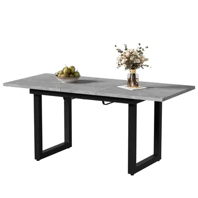 Produktbild von Flieks Esszimmertisch Rechteckig, Küchentisch Esstisch Ausziehbar, Holztisch Bartisch Stehtisch mit Metallbeinen, 140/180x80x75cm, Grau