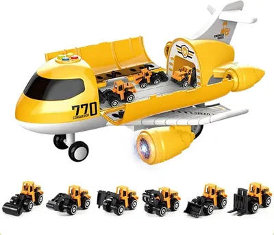 Produktbild von XXL Flugzeug 40cm Spielzeug - 6 Autos / aufklappbar / Auswurffunktion