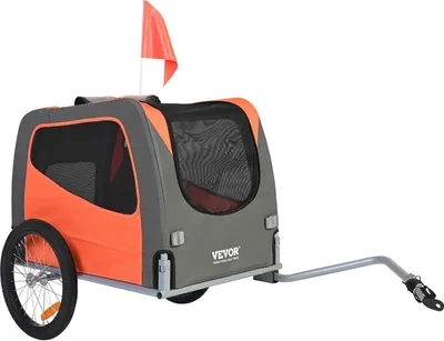 Image de Remorque pour chien 30 kg Remorque pour vélo Acier au carbone + tissu Oxford 600D + PP pliable 1440 x 720 x 779 mm comme remorque Taille pliée 760 x 560 x 195 mm Buggy pour chien Jogger remorque Orange&Gris