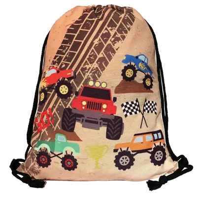 Zdjęcie produktu dla HECKBO Worek sportowy dla dzieci z motywem Monster Truck | Worek gimnastyczny dla chłopców | Do przedszkola, szkoły i na sport, 40 × 32 cm