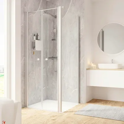 Produktbild von SCHULTE Duschtür mit Seitenwand und Pendeltür Garant 2.0 ExpressPlus 90 x 90 x 200 cm Profil aluminium Klarglas schmutza