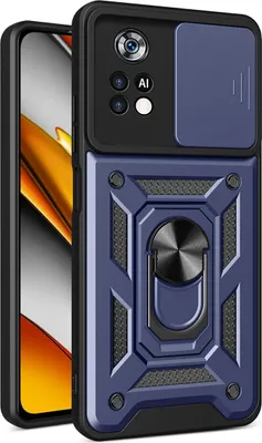 Produktbild von Xiaomi Poco X4 Pro 5G Hülle mit Ring Ständer Halter Dia Kameraschutz TPU Bumper Silikon Schutzhülle für Xiaomi Poco X4 Pro 5G Blau