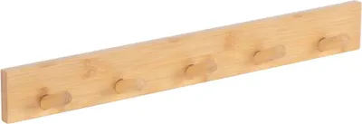 Zdjęcie produktu dla BEGRYF Bambusowe haczyki ścienne 5 haczyków wieszak na ręczniki do łazienki wieszak na ubrania 50 cm