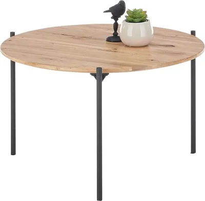 Produktbild von Couchtisch Assuan | Eiche massiv | rund | Eiche / schwarz | 74 cm