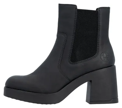 Produktbild von Rieker Damen Stiefelette Chalsea mit Plateau und Blockabsatz Reißverschluss 58081, Größe:40 EU, Farbe:Schwarz