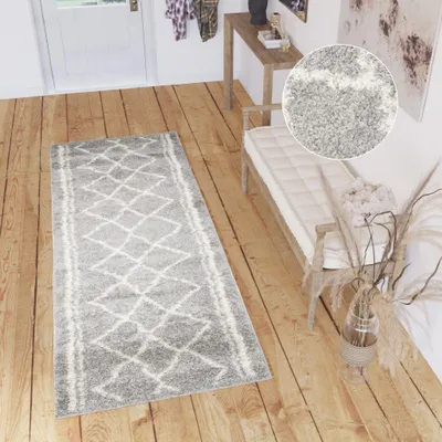 Obrázok produktu pre Koberec bežec shaggy vysoký vlas dlhý vlas sivý moderné obývacia izba spálňa 80 x 300 cm