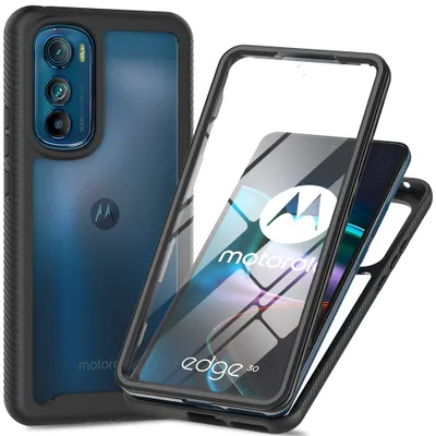 Immagine prodotto di Custodia per Motorola Edge 30, paraurti con protezione dello schermo incorporata Custodia protettiva a 360° per il corpo nero