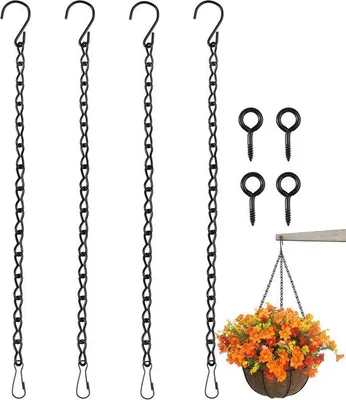 Immagine prodotto di Set di 4 catene metalliche, catene sospese nere da 50 cm per fiori, uccelli e piante