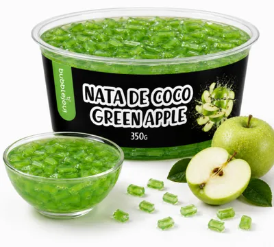 Produktbild von BubbleJoy Nata de Coco Apfel 350 g Kokosgel-Würfel für Bubble Tea
