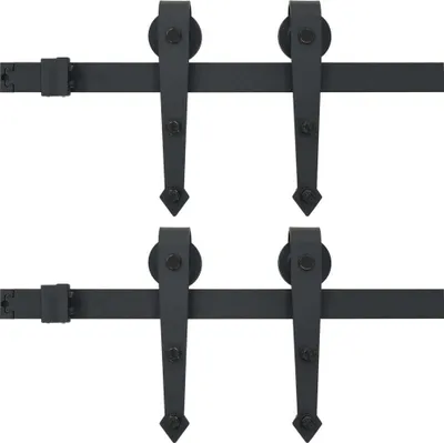 Produktbild von Schiebetür-Beschlagsätze 2 Stk. 200 cm Stahl Schwarz