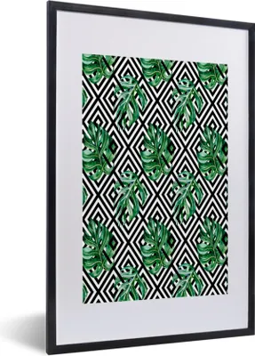 Produktbild von MuchoWow® MuchoWow® Gerahmtes Poster Monstera - Abstrakt - Muster 40x60 cm - Poster mit zchwarzem Bilderrahmen - Poster in Rahmen