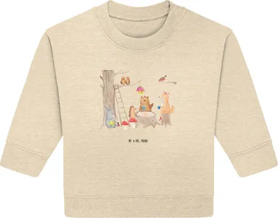Produktbild von Mr. & Mrs. Panda Organic Baby Pullover Waldtiere Picknick 24. - 36. Monat - Natural Raw - Geschenk, Lustige Sprüche, Wald, Fuchs, Eichhörnchen, Igel, Maus, Bullover