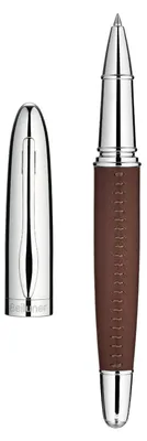 Produktbild von Rollerball braun handgenähtes Premium-Leder Chrom-Finish Schmidt-Mine Geschenkset für Damen & Herren