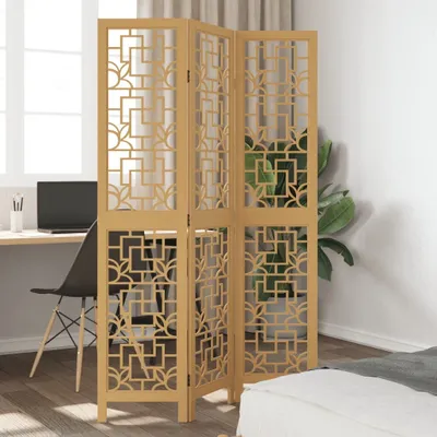 Produktbild von "2026 Aktion"3-tlg. Raumteiler Braun Massivholz Paulownia GermanyMöbel 65389 - Paravents