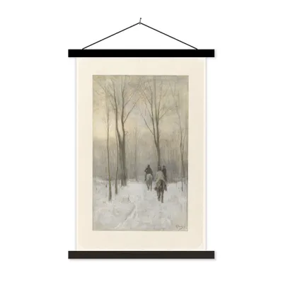 Produktbild von MuchoWow® Textilposter Reiter im Schnee im Haagse Bos - Gemälde von Anton Mauve 40x60 cm mit schwarzem Rahmen - Wanddekorationen