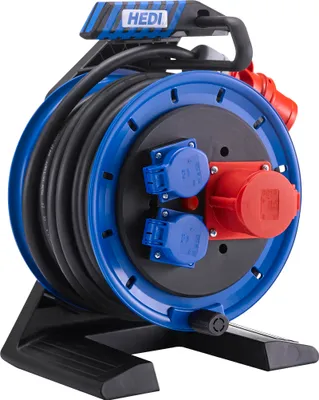 Produktbild von HEDI Vollkunststoff-Drehstromkabeltrommel Generation 7 Companion Ø 25 cm H07RN-F 5G2,5 mm² schwarz