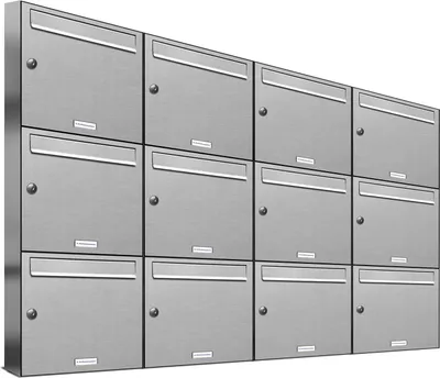 Produktbild von 12er Edelstahl Briefkasten Anlage 12 Fach Wandbriefkasten Postkasten