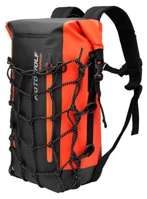 Productafbeelding van CarryQuest® - Rugzak voor motorfietsen - waterdicht, 30 liter, reflecterend helmnet, oranje