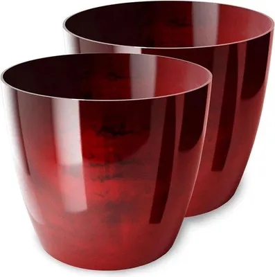 Zdjęcie produktu dla Zestaw małych i dużych doniczek, 2 sztuki, kolor czerwony, średnica 14 cm