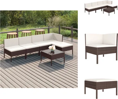Produktbild von vidaXL 6-tlg. Garten-Lounge-Set mit Auflagen Poly Rattan Braun - Gartenmöbel-Sets