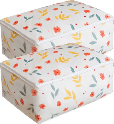 Image de sac de rangement sous le lit en PEVA en 2 parties, grande capacité, sac de déménagement avec fermeture éclair, réutilisable, 60 x 40 x 25 cm