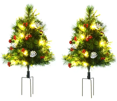 Produktbild von 2 er Set Weihnachtsbäume, Künstlicher Mini Christbaum mit LED