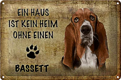 Produktbild von Blechschild Bassett 30x20cm Haus ist kein Heim ohne