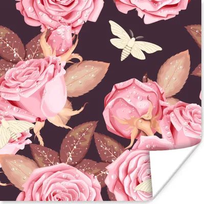 Produktbild von MuchoWow® Poster Rosen - Blumen - Rosa 75x75 cm - Wand Dekoration